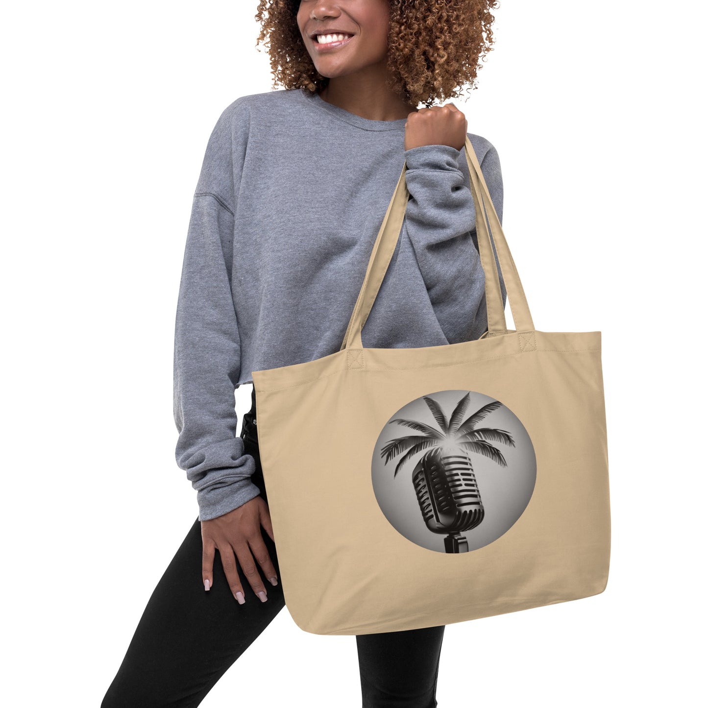 Large organic tote bag | Black & White Logo
