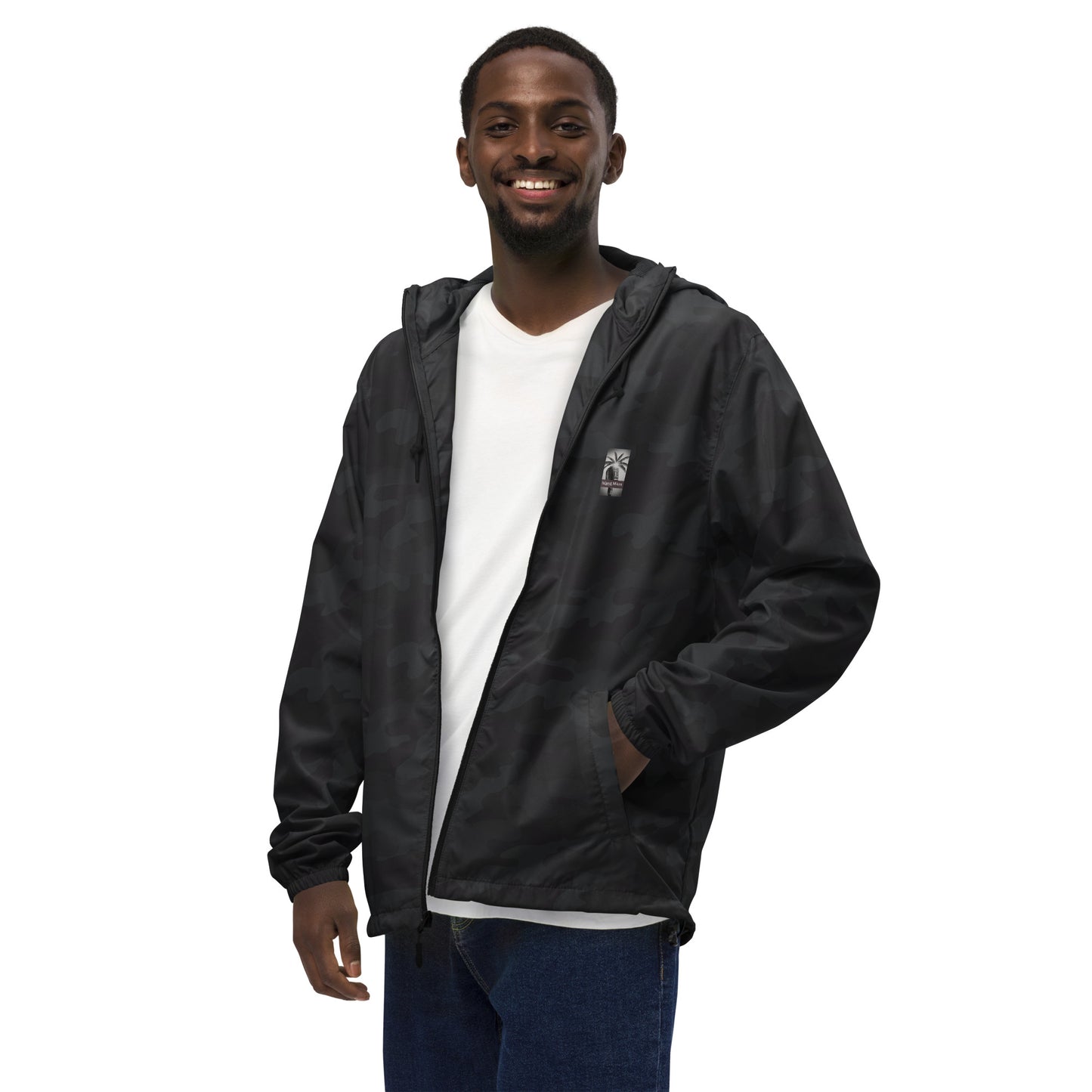 "The Windbreaker" Unisex lightweight Zip Up | Black & White logo