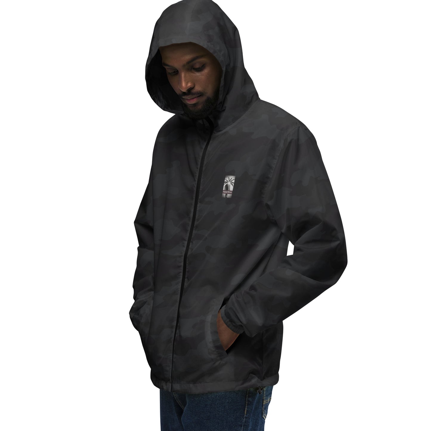 "The Windbreaker" Unisex lightweight Zip Up | Black & White logo