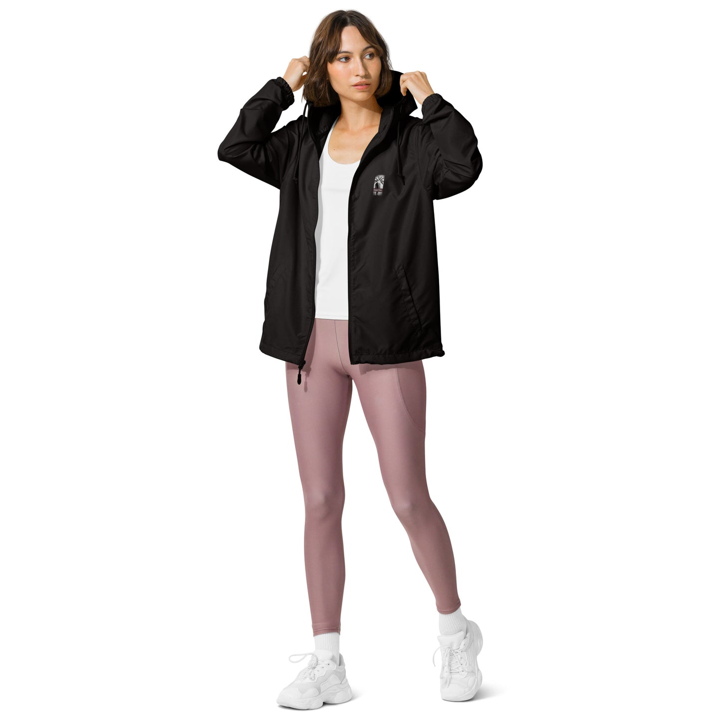 "The Windbreaker" Unisex lightweight Zip Up | Black & White logo