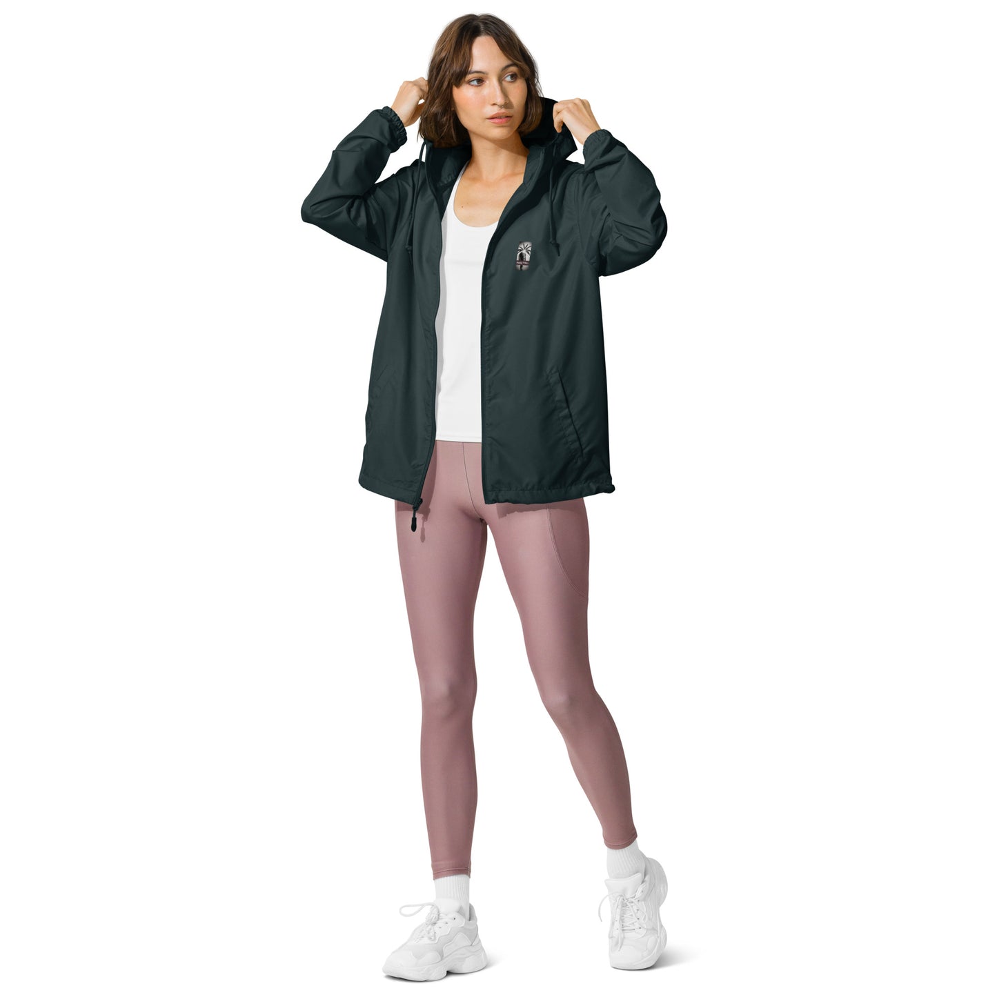 "The Windbreaker" Unisex lightweight Zip Up | Black & White logo