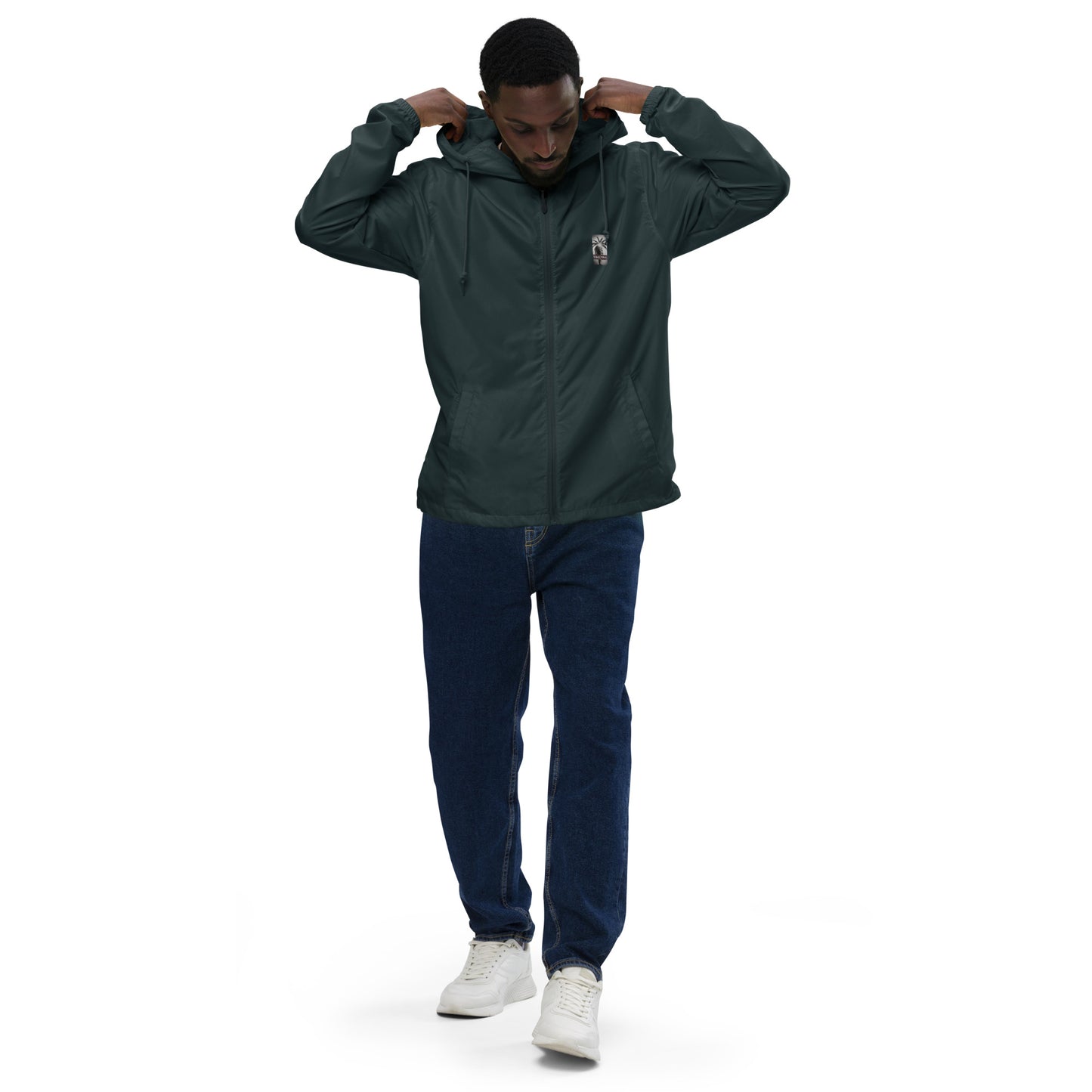 "The Windbreaker" Unisex lightweight Zip Up | Black & White logo