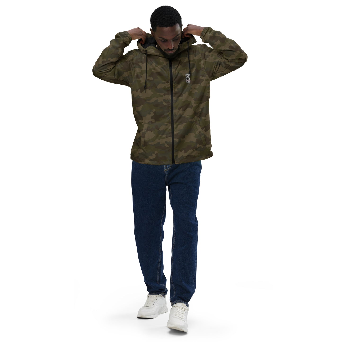 "The Windbreaker" Unisex lightweight Zip Up | Black & White logo