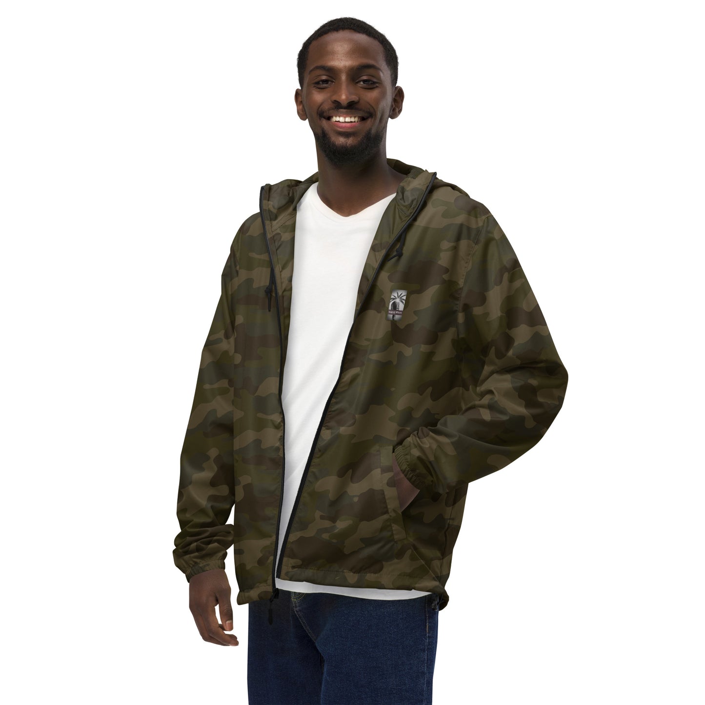"The Windbreaker" Unisex lightweight Zip Up | Black & White logo