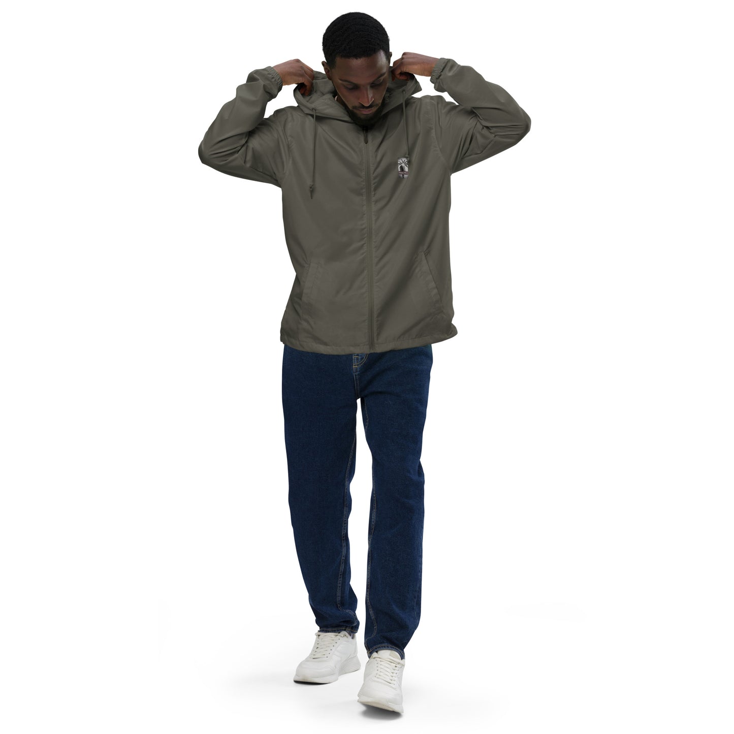 "The Windbreaker" Unisex lightweight Zip Up | Black & White logo