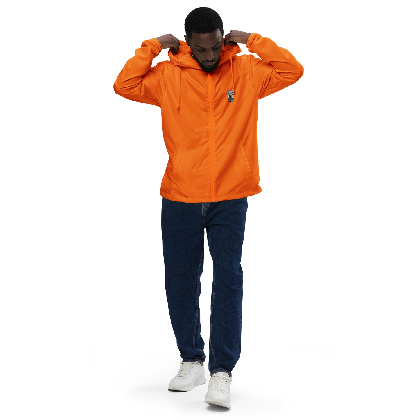 "The Windbreaker" Unisex lightweight Zip Up | Black & White logo