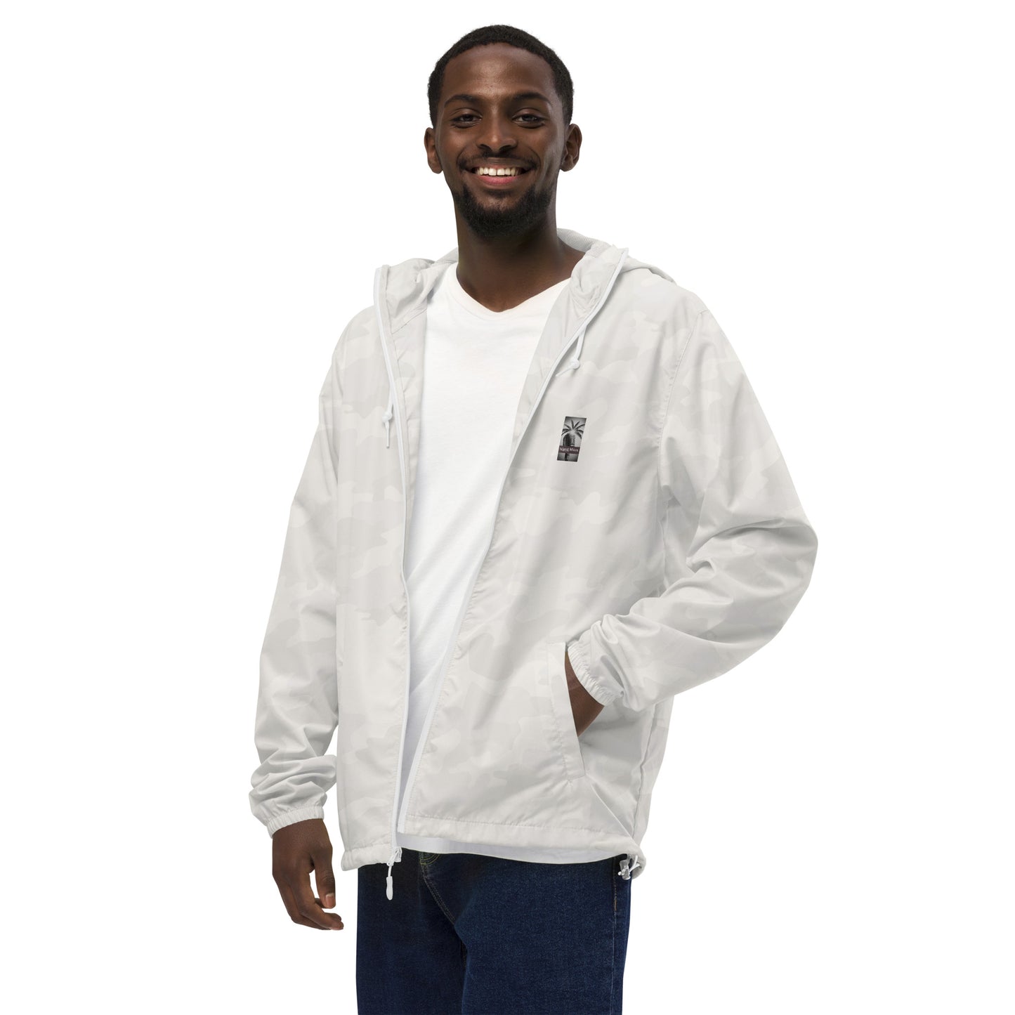 "The Windbreaker" Unisex lightweight Zip Up | Black & White logo